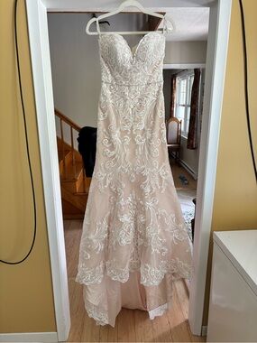 Maggie Sottero Blush and White Lace Bridal Gown